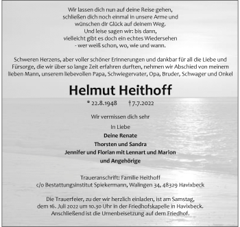 Anzeige von Helmut Heithoff 