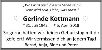 Anzeige von Gerlinde Kottmann 