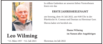 Anzeige von Leo Wilming 