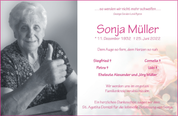 Anzeige von Sonja Müller 