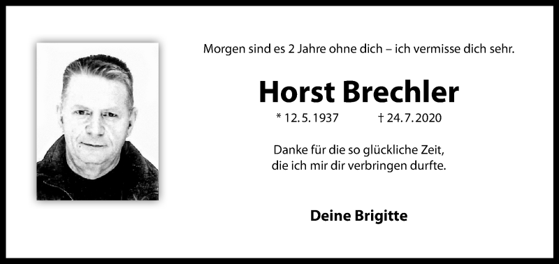  Traueranzeige für Horst Brechler vom 23.07.2022 aus 
