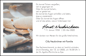 Anzeige von Horst Neukirchner 