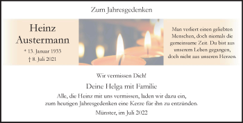 Anzeige von Heinz Austermann 