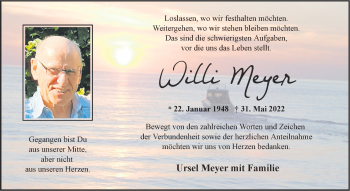 Anzeige von Willi Meyer 