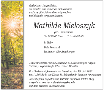 Anzeige von Mathilde Mieloszyk 