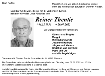 Anzeige von Reiner Thentie 