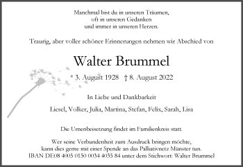 Anzeige von Walter Brummel 