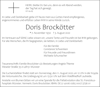 Anzeige von Doris Brockötter 