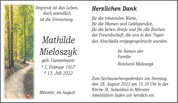 Anzeige von Mathilde Mieloszyk 