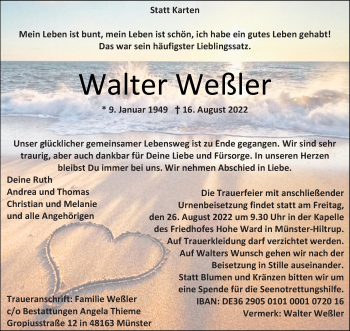 Anzeige von Walter Weßler 
