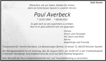 Anzeige von Paul Averbeck 