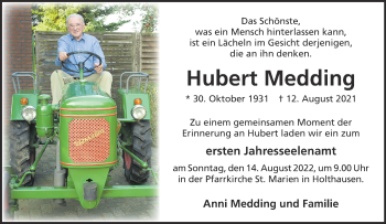 Anzeige von Hubert Medding 