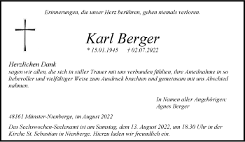 Anzeige von Karl Berger 