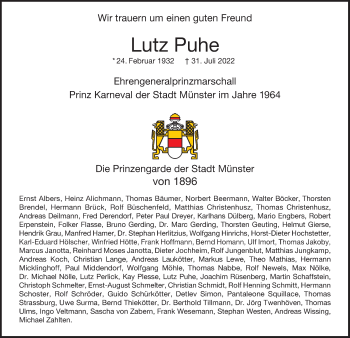 Anzeige von Lutz Puhe 