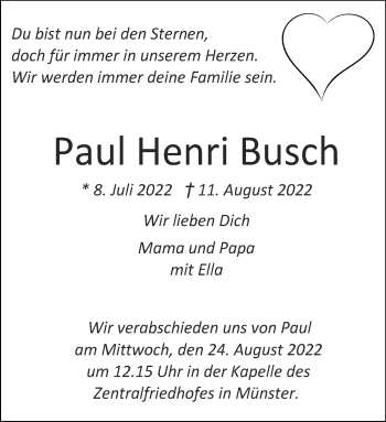 Anzeige von Paul Henri Busch 