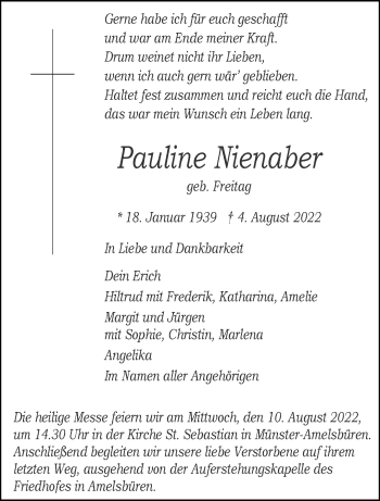 Anzeige von Pauline Nienaber 