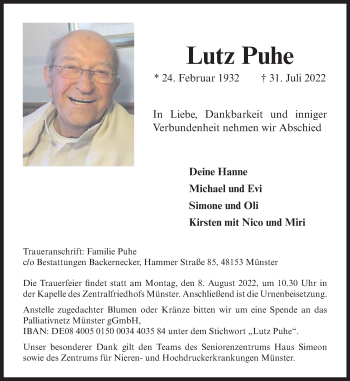 Anzeige von Lutz Puhe 