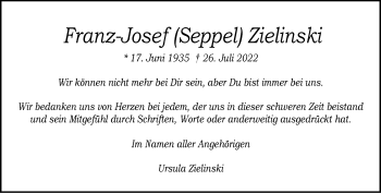 Anzeige von Franz-Josef Zielinski 