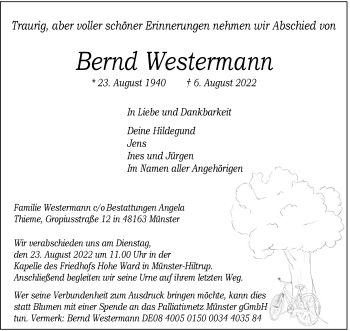 Anzeige von Bernd Westermann 