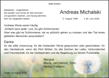 Anzeige von Andreas Michalski 
