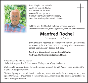 Anzeige von Manfred Rochel 