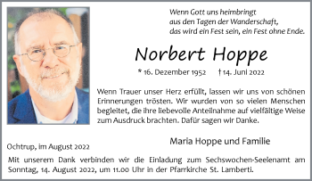Anzeige von Norbert Hoppe 