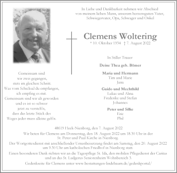 Anzeige von Clemens Woltering 
