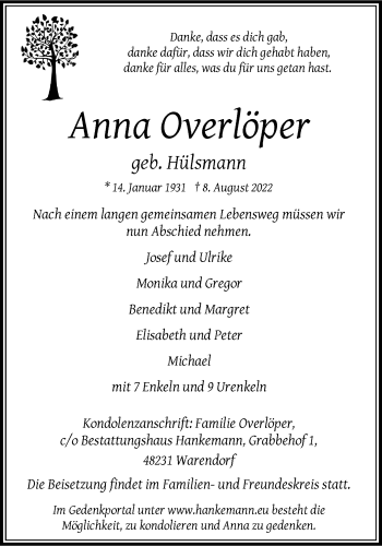 Anzeige von Anna Overlöper 