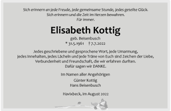 Anzeige von Elisabeth Kottig 