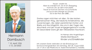 Anzeige von Hermann Dornbusch 