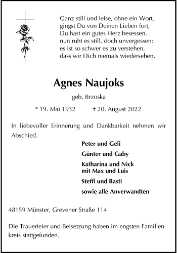 Anzeige von Agnes Naujoks 