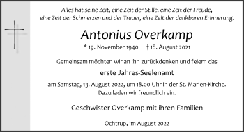 Anzeige von Antonius Overkamp 