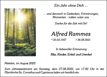 Anzeige von Alfred Rammes 