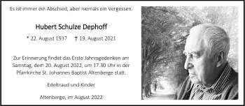 Anzeige von Hubert Schulze Dephoff 