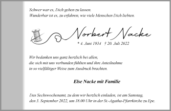 Anzeige von Norbert Nacke 