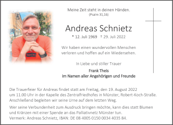 Anzeige von Andreas Schnietz 