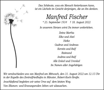 Anzeige von Manfred Fischer 