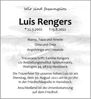 Anzeige von Luis Rengers 