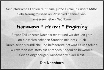 Anzeige von Hermann Engbring 
