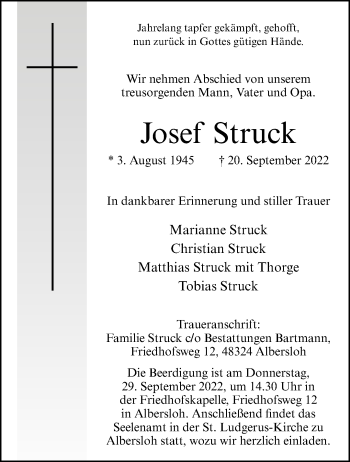 Anzeige von Josef Struck 