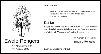 Anzeige von Ewald Rengers 