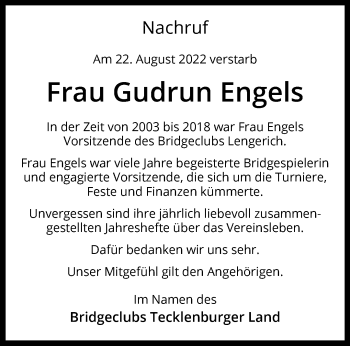 Anzeige von Gudrun Engels 