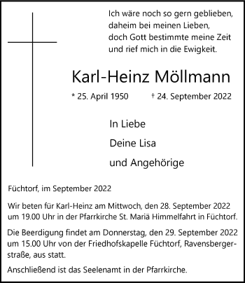 Anzeige von Karl-Heinz Möllmann 