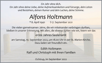 Anzeige von Alfons Holtmann 