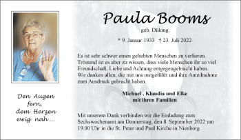 Anzeige von Paula Booms 