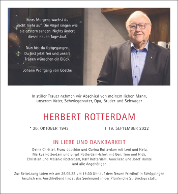 Anzeige von Herbert Rotterdam 