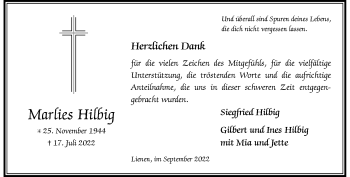 Anzeige von Marles Hilbig 