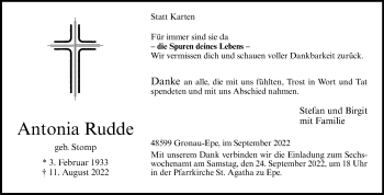 Anzeige von Antonia Rudde 