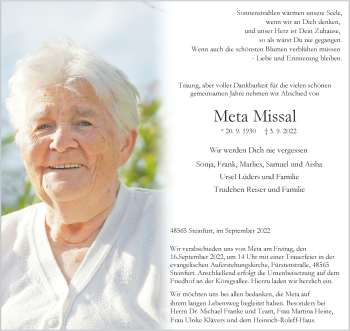 Anzeige von Meta Missal 