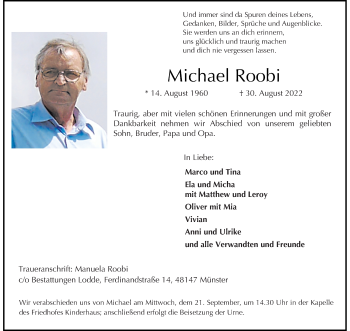 Anzeige von Michael Roobi 